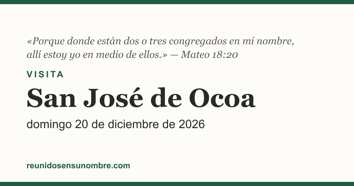 Tarjeta del evento: Visita en San José de Ocoa, domingo 20 de diciembre de 2026