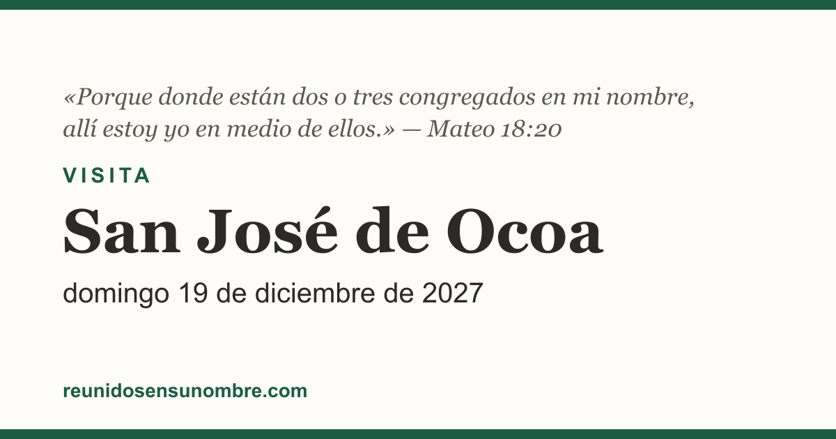 Tarjeta del evento: Visita en San José de Ocoa, domingo 19 de diciembre de 2027