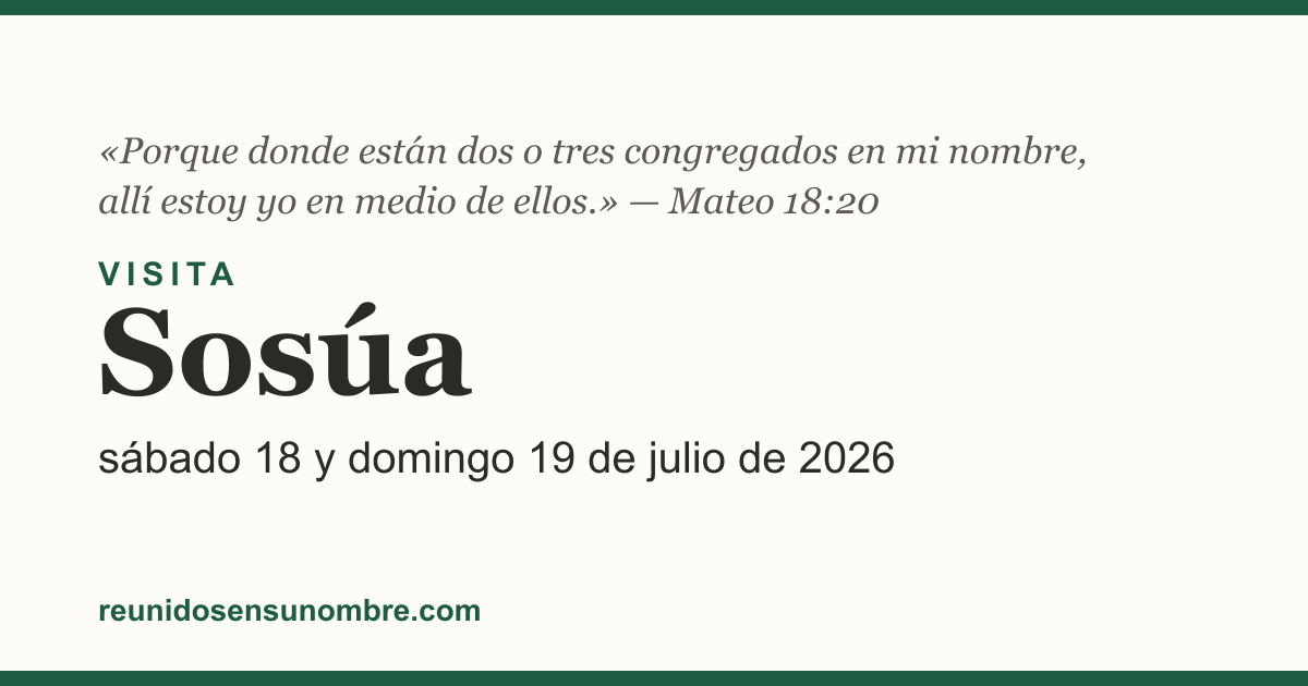 Tarjeta del evento: Visita en Sosúa, sábado 18 y domingo 19 de julio de 2026